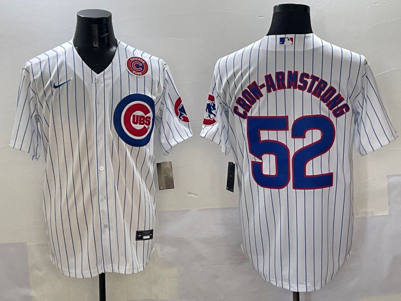 Men Chicago Cubs 52 Crow-Armstrong White Stripe Game 2025 Nike MLB Jersey style 5